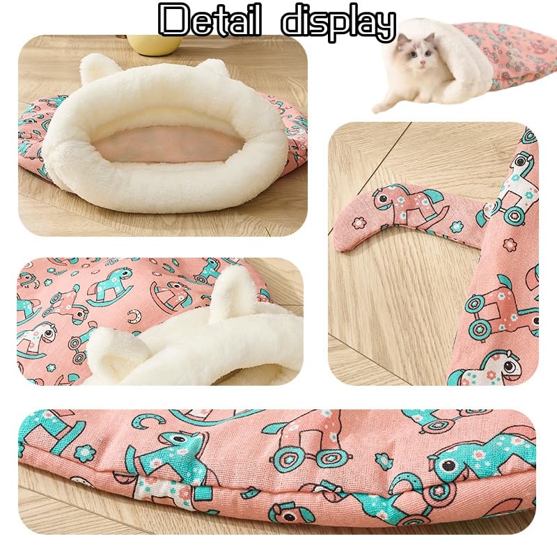 GDCARSL sleeping bag cat packaged image highlights easy machine washable care