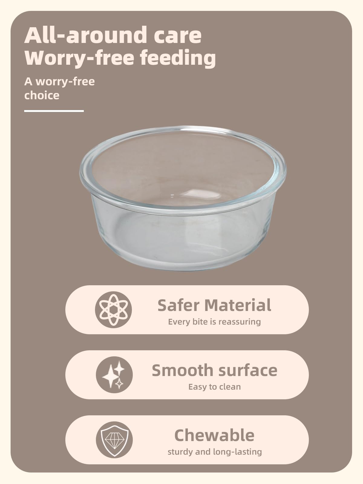 GDCZ Glass Cat Bowls 20oz dishwasher-safe image emphasizes easy maintenance.