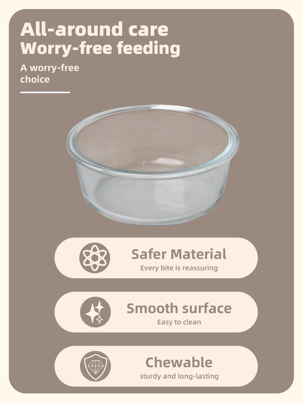 GDCZ Glass Cat Bowls 20oz dishwasher-safe image emphasizes easy maintenance.