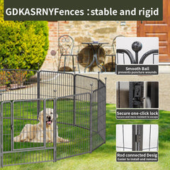 GDKASRNY dog playpen anti-rust finish keeps outdoor use looking new.
