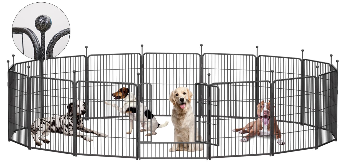 GDKASRNY dog playpen assembly shows sturdy folding design for quick setup.