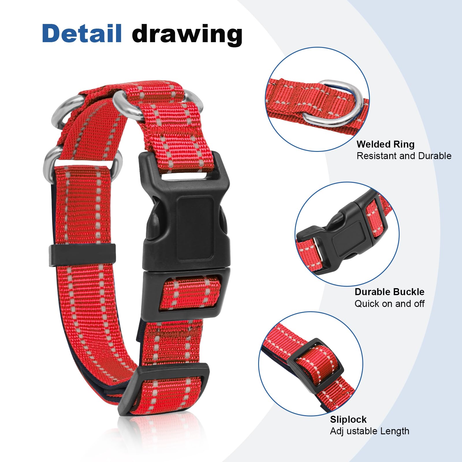 GDLKPS Reflective Martingale Collar quick-release buckle in action for fast release.