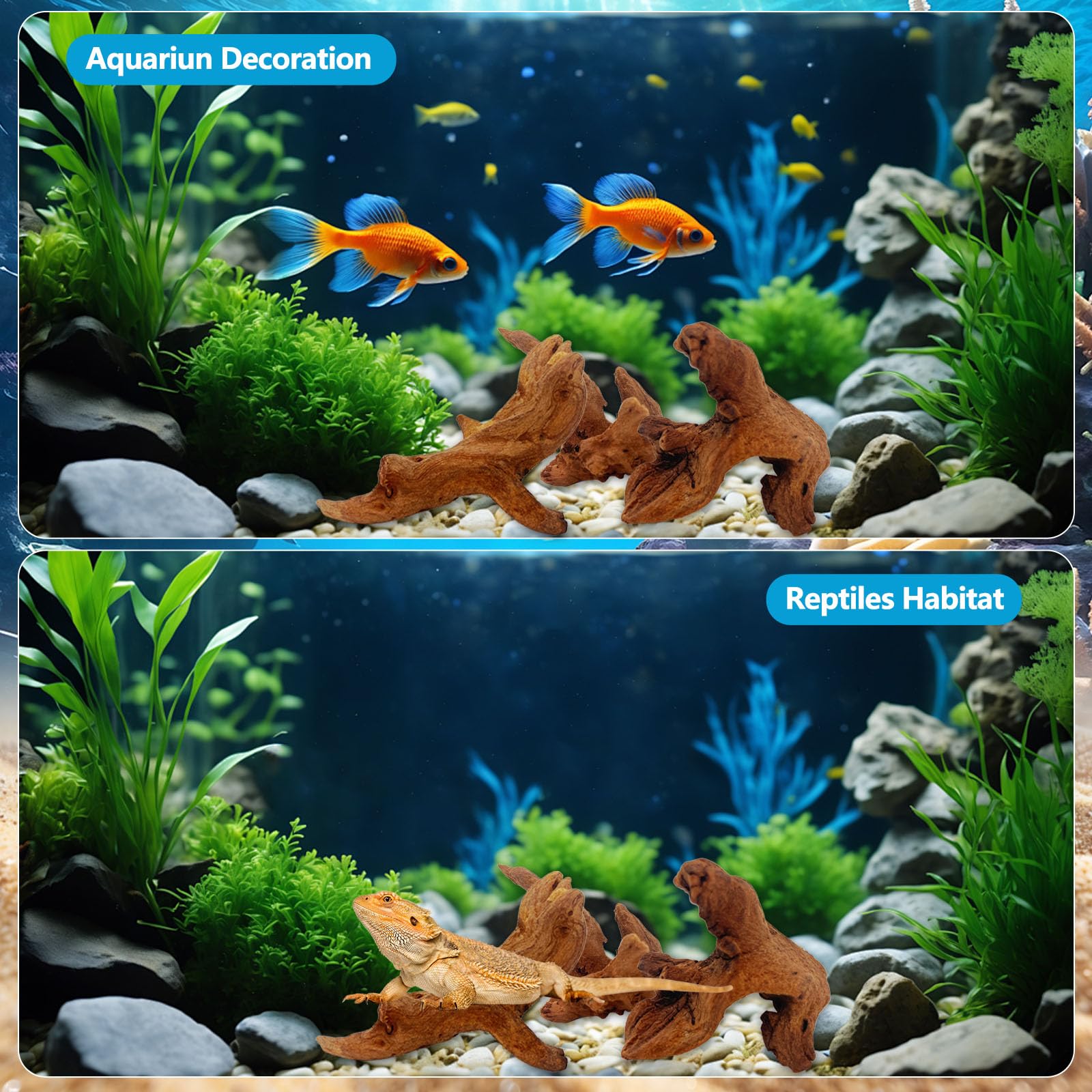 GDMYST driftwood setup-ready kit showcases simple aquarium decor.