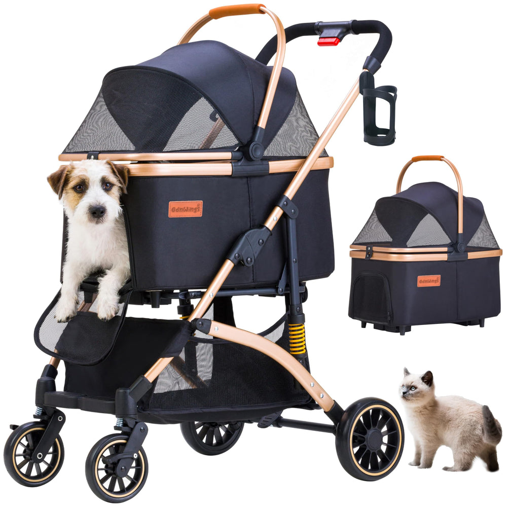 GdnWings pet stroller aluminum frame closeup shows durable lightweight construction for travel