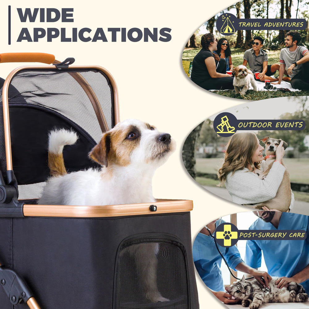 GdnWings pet stroller one-touch brake ensures secure stops