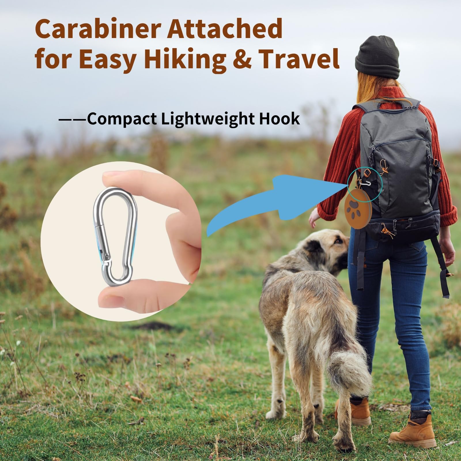 Gdsun carabiner clip attaches to backpack or leash for quick access.