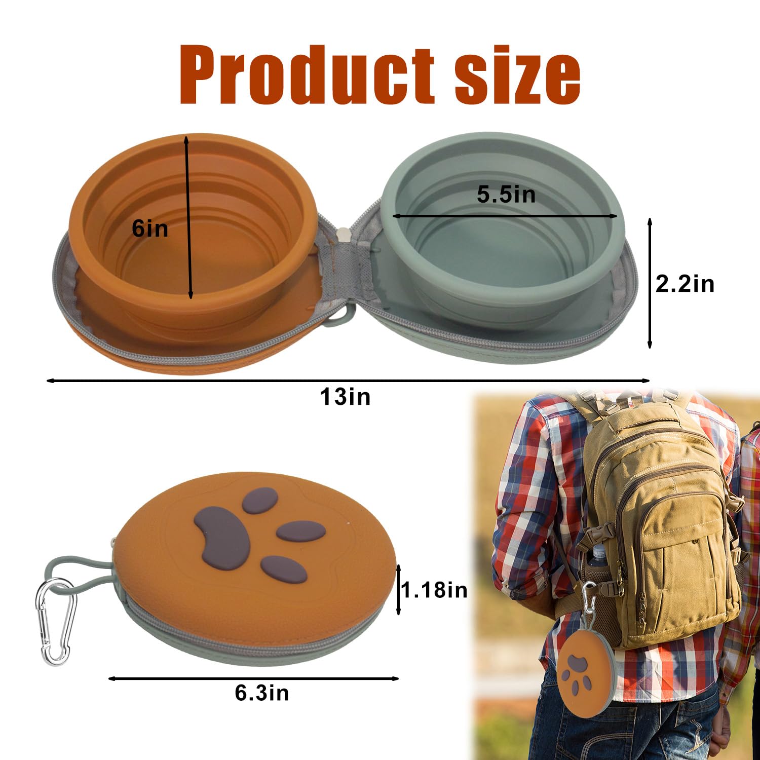 Gdsun collapsible dog bowl non-slip-base keeps bowls secure on seats and trails
