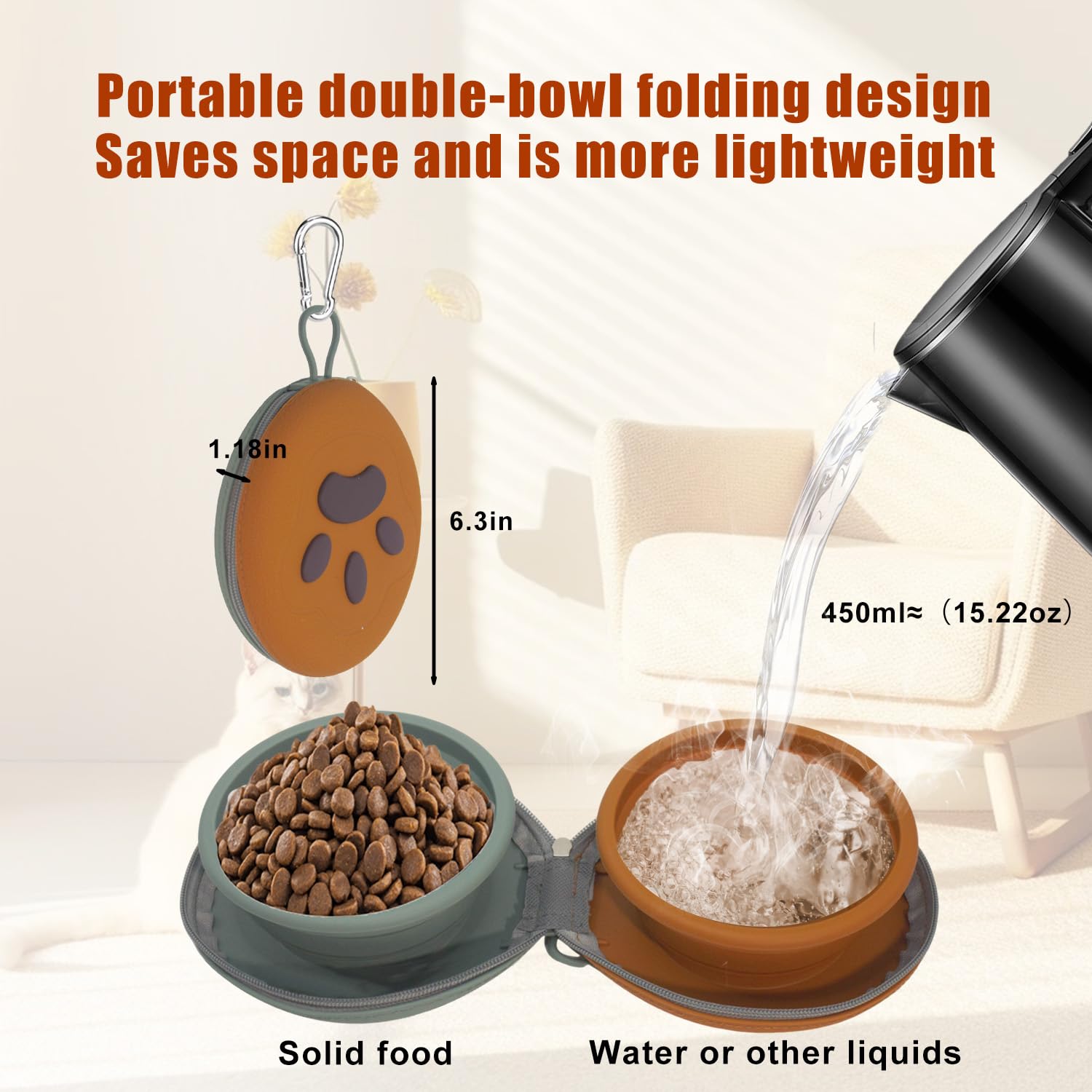 Gdsun collapsible dual-compartments open for on-the-go meals