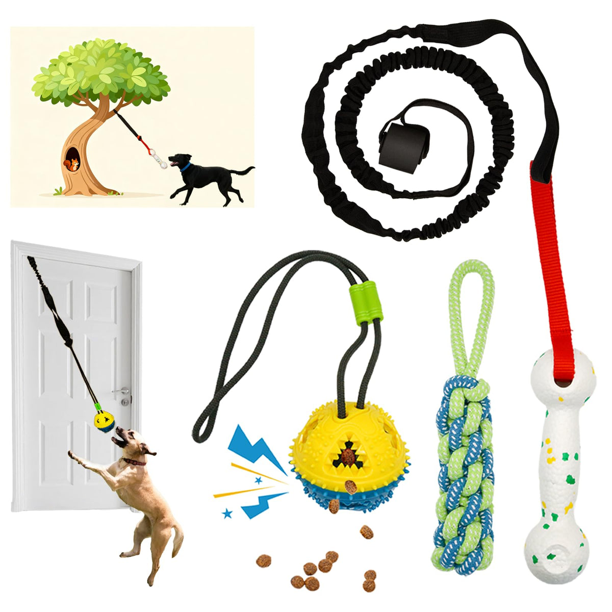 GDuolaPaws bungee rope tug for durable indoor-outdoor play and self-entertainment