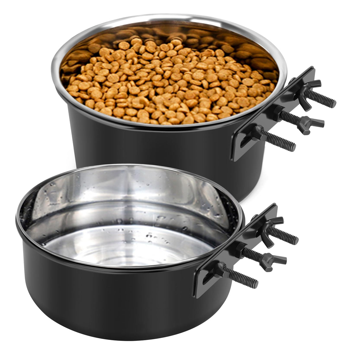 GearRoot large dog crate water bowl no spill front view highlights mess-free feeding.