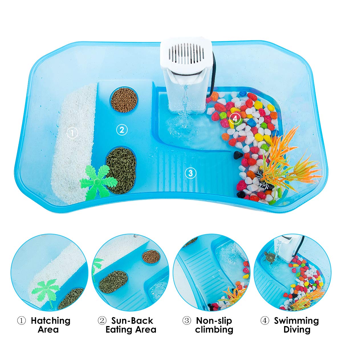 Geegoods tortuga tanque: zona de descanso, ideal para tomar el sol y relajarse.