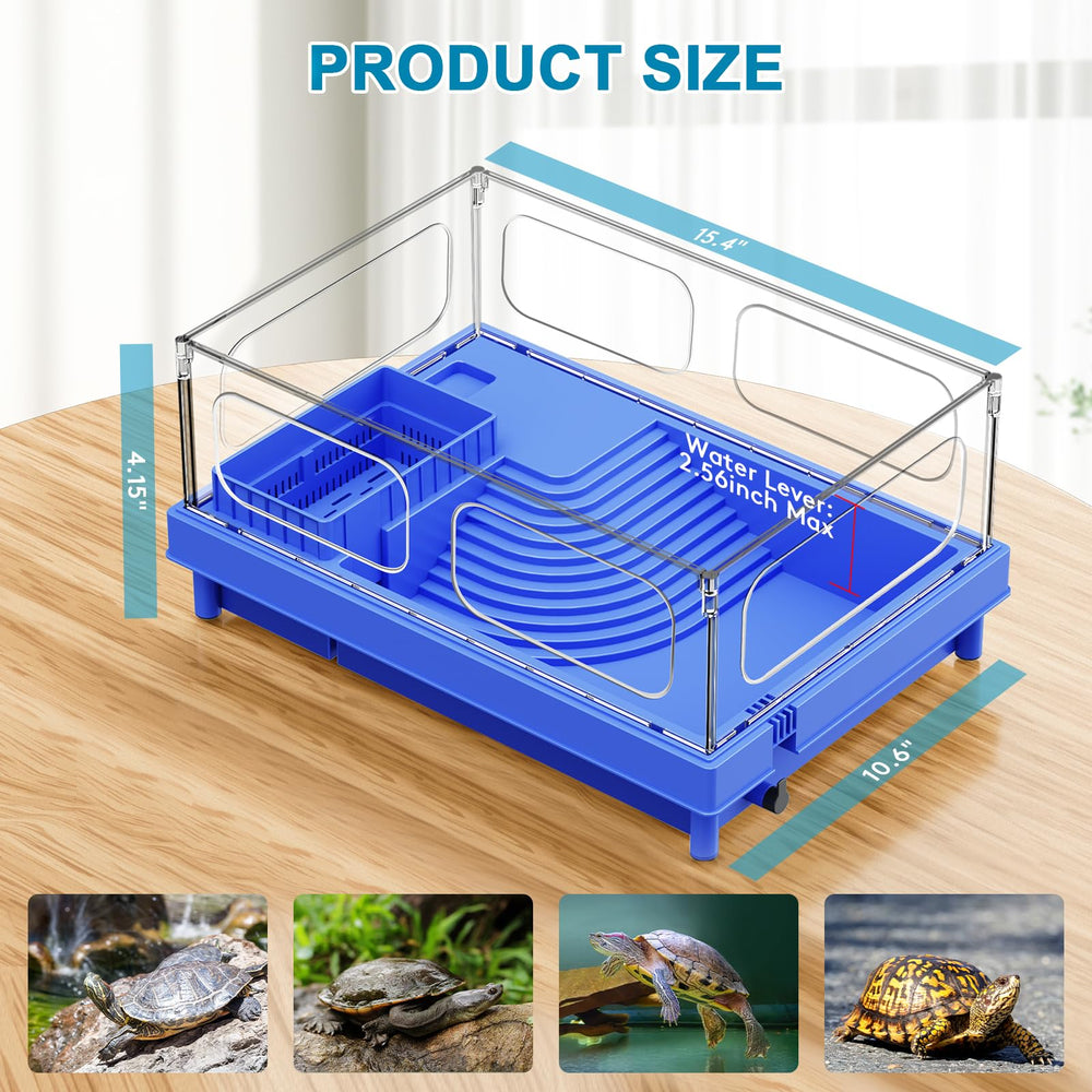 Geegoods Turtle Tank blue bottom drainage enables easy cleaning and water changes