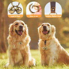 Geehouz dog collar bells close-up copper finish highlights quality.