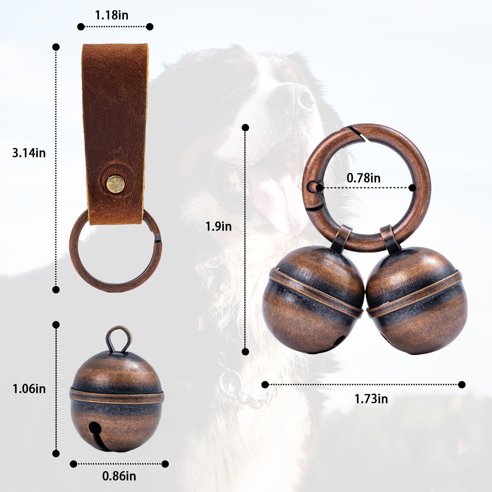 Geehouz dog collar bells closeup shows red copper finish for durable outdoor use.