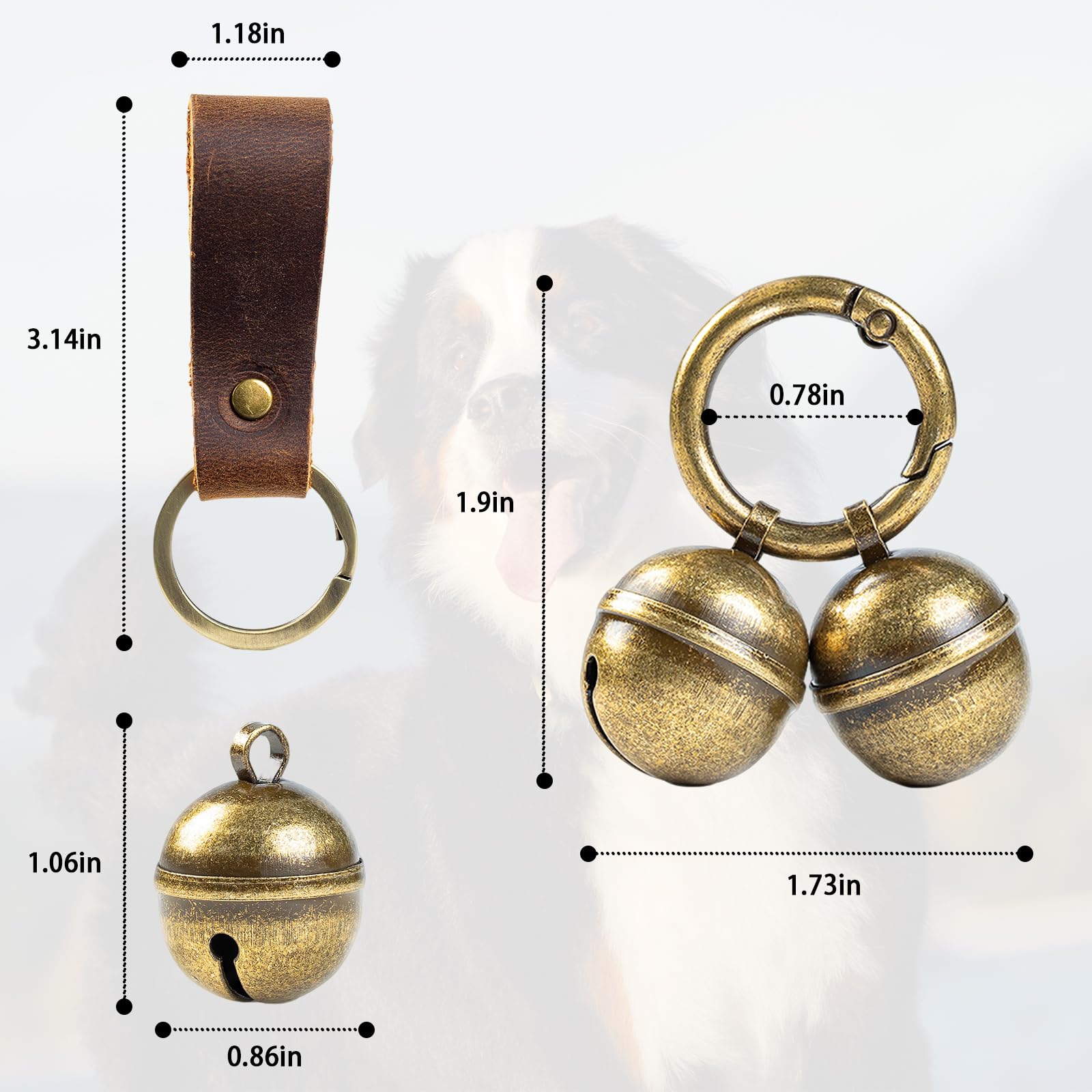 Geehouz dog collar bells leather straps attach securely on collars.