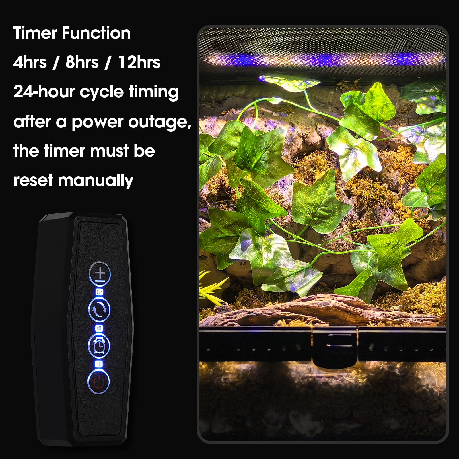 GeeKoit five-level brightness for dimmable output in terrarium settings
