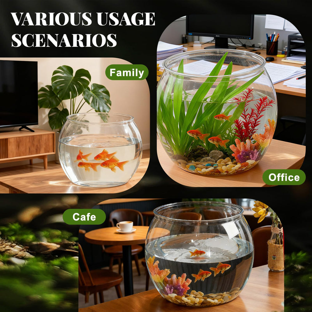 Geelin fish bowl centerpiece for home or office adds aquatic charm.