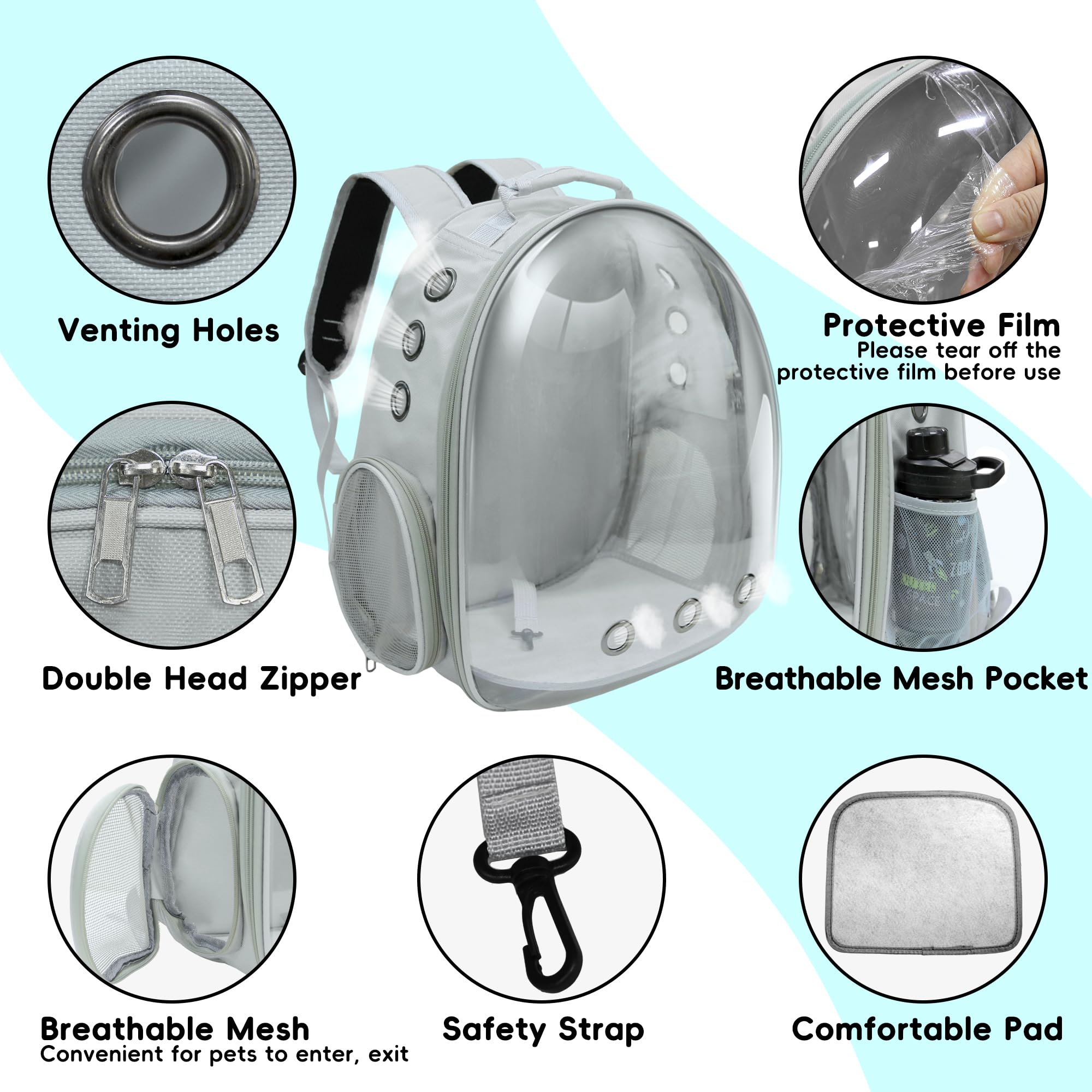 GeerDuo Cat Backpack internal hook design keeps pets secure.