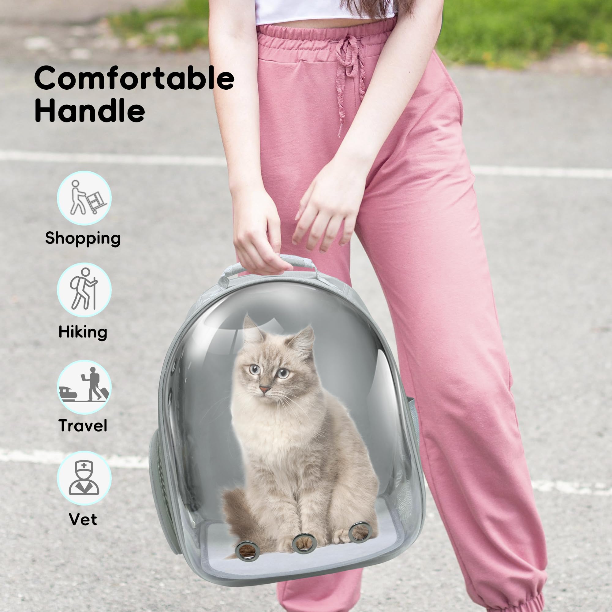 GeerDuo Cat Backpack vent holes and side windows optimize air circulation.