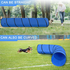 GeerDuo dog agility tunnel blue carry bag for easy transport.