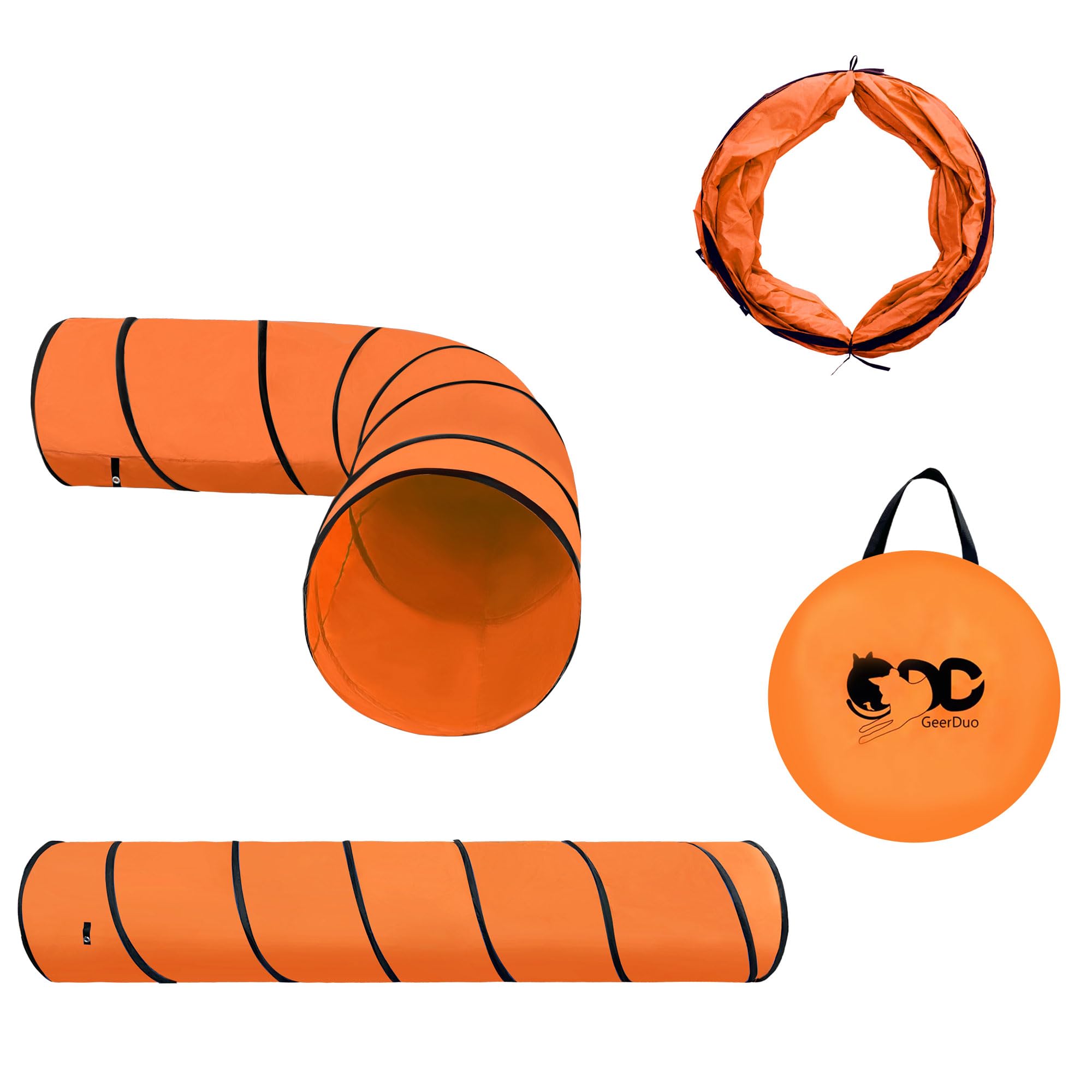 GeerDuo dog agility tunnel orange durability for long-lasting training.