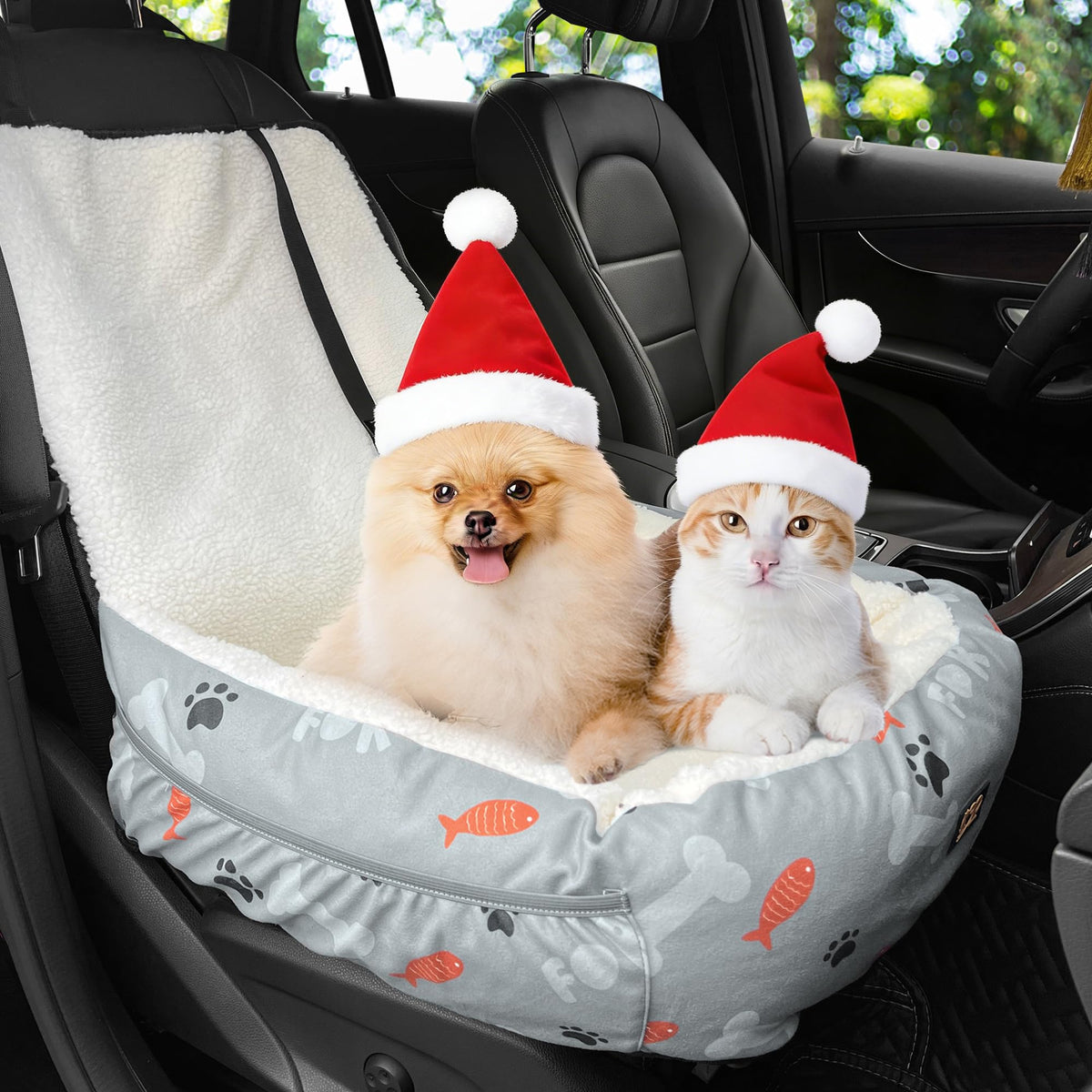 GeerDuo dog car seat front view shows secure car travel.