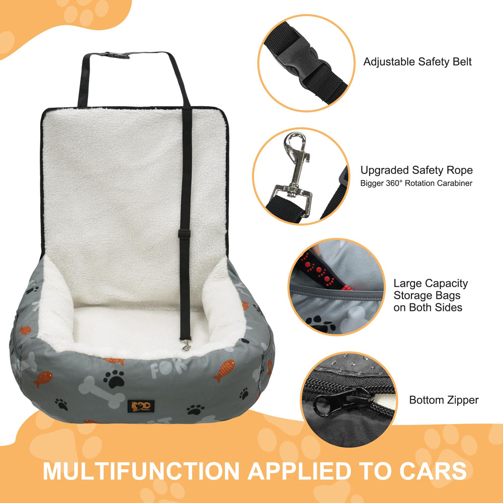 GeerDuo dog car seat soft lambswool for cozy rides.