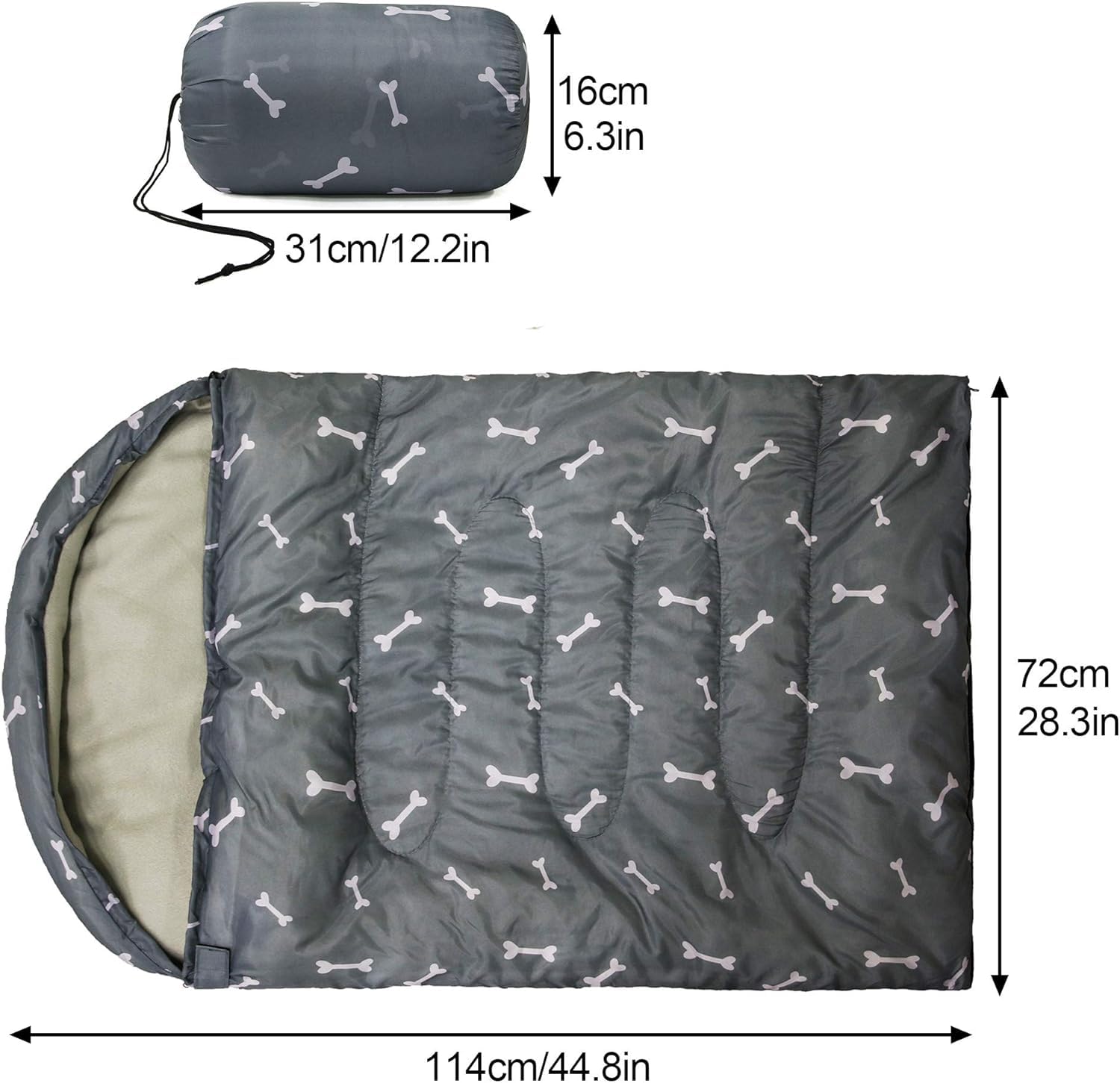 GeerDuo dog sleeping bag size 44.8 by 28.3 inches fits most breeds