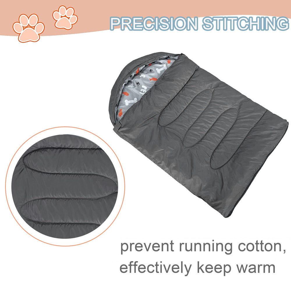 GeerDuo dog sleeping bag size dimensions 44.8 by 28.3 inches for versatile fit.