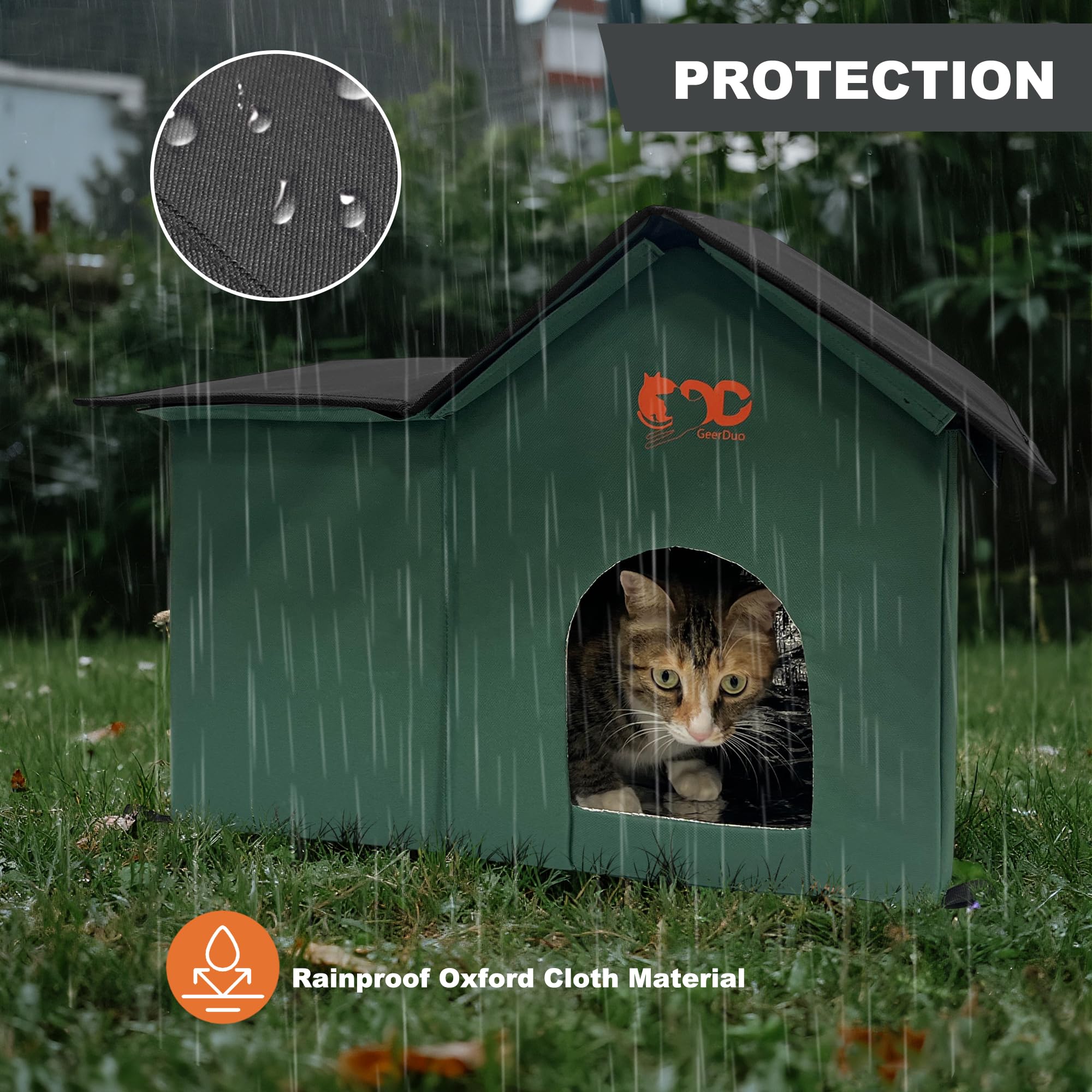 GeerDuo outdoor cat house easy setup with no tools required.
