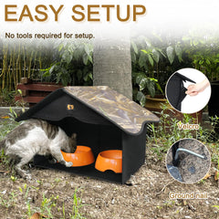 GeerDuo Outdoor Cat House large-capacity accommodates several cats dining together.