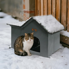 GeerDuo outdoor cat house with waterproof roof for rain protection.