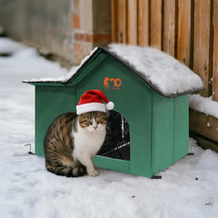 GeerDuo Outdoor Cat House with waterproof roof protects outdoor cats from rain.