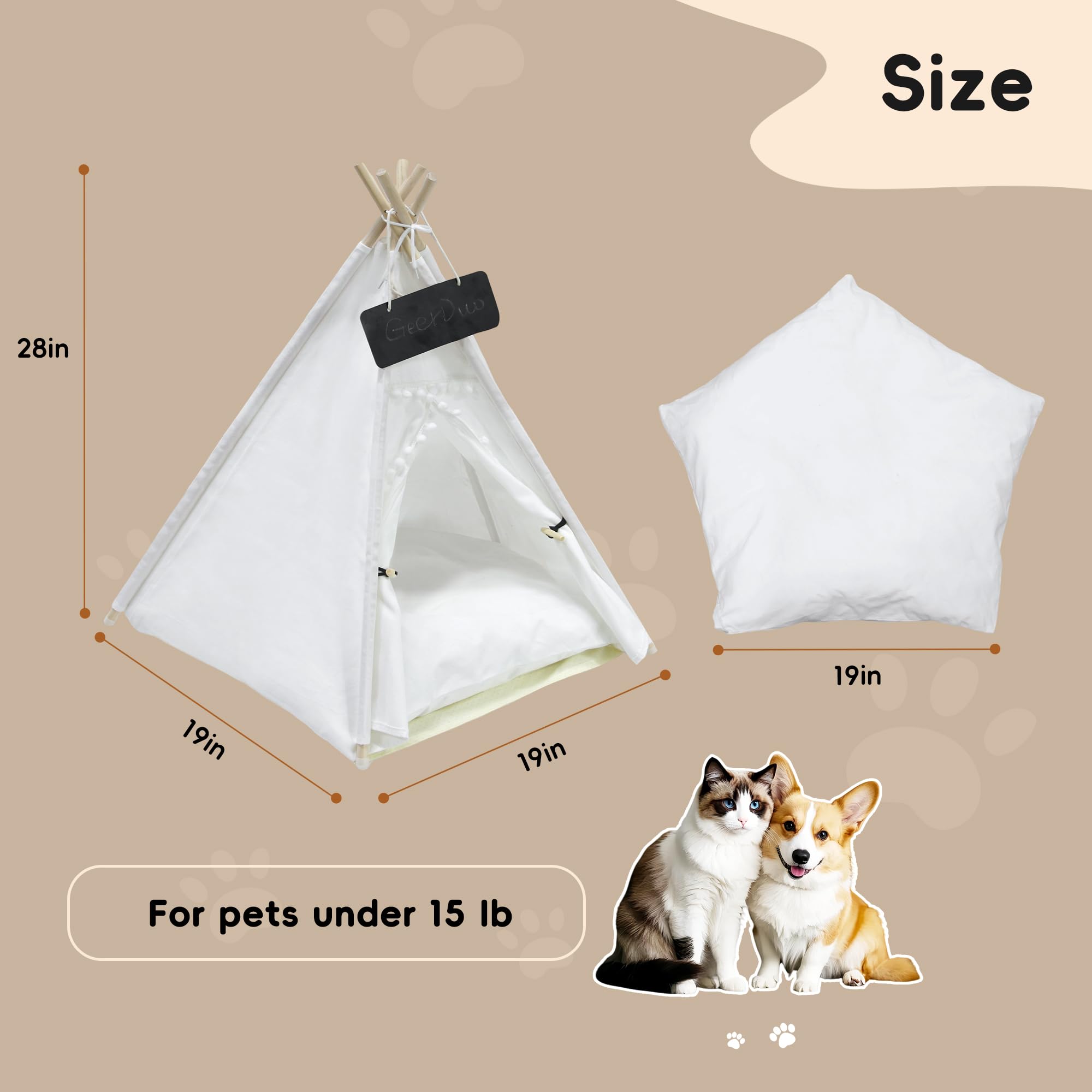 GeerDuo Pet Teepee portable design enables easy transport for parks or camping.