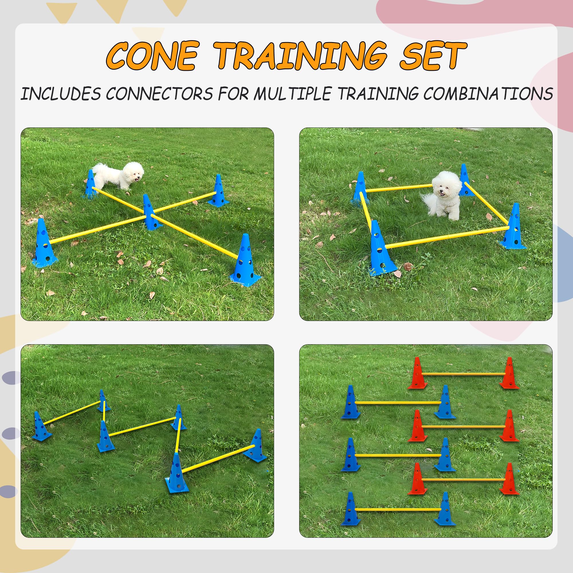 GeerDuo yellow and blue poles attract attention during obedience practice