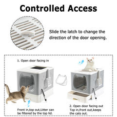 Gefryco litter box with adjustable door-direction for cats.