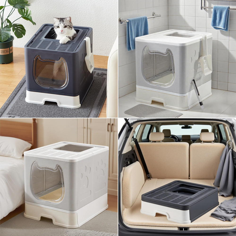 Gefryco cat litter box durable, stain-resistant plastic supports long-term use up to 11 lbs.