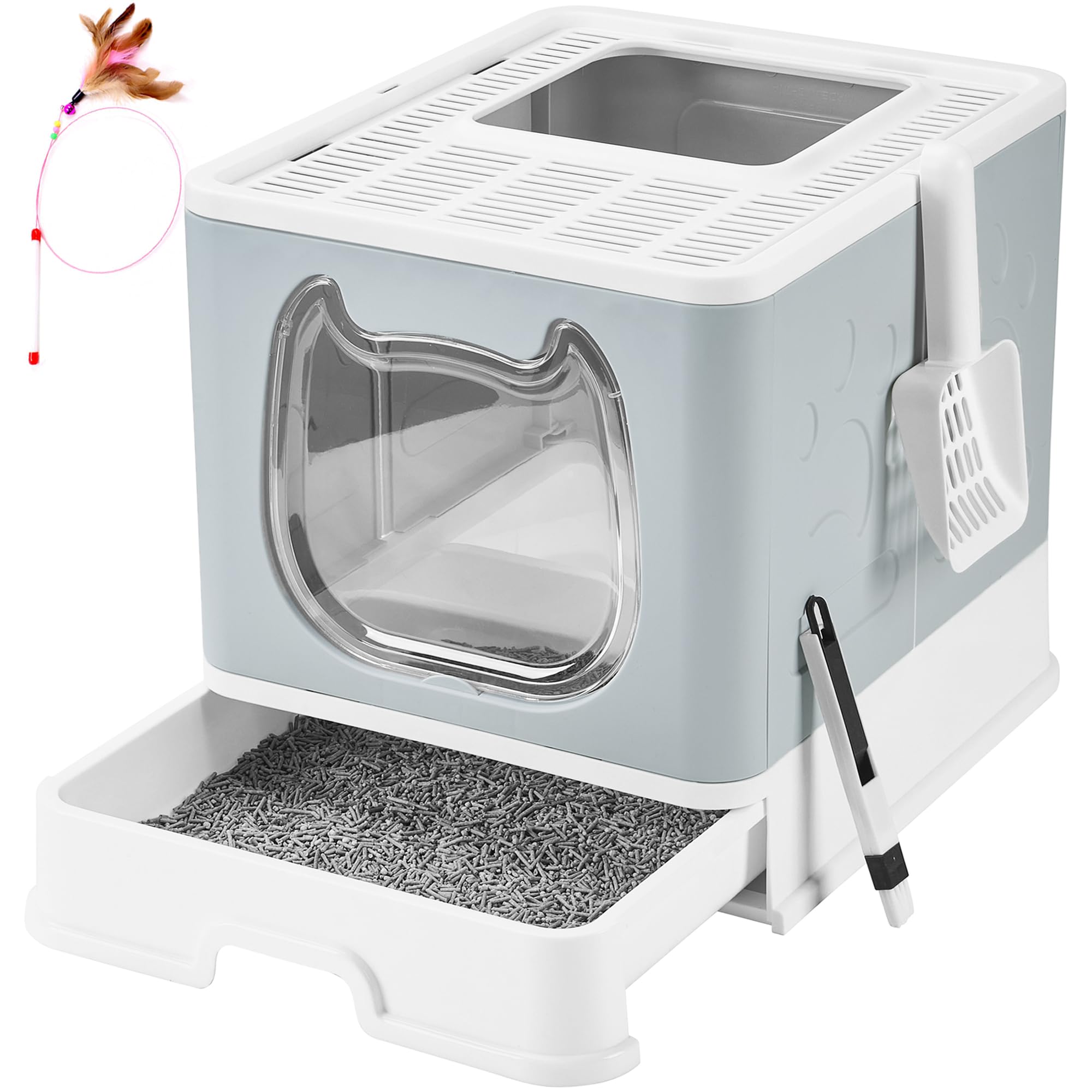 Gefryco cat litter box lid top-entry reduces mess and controls odors.