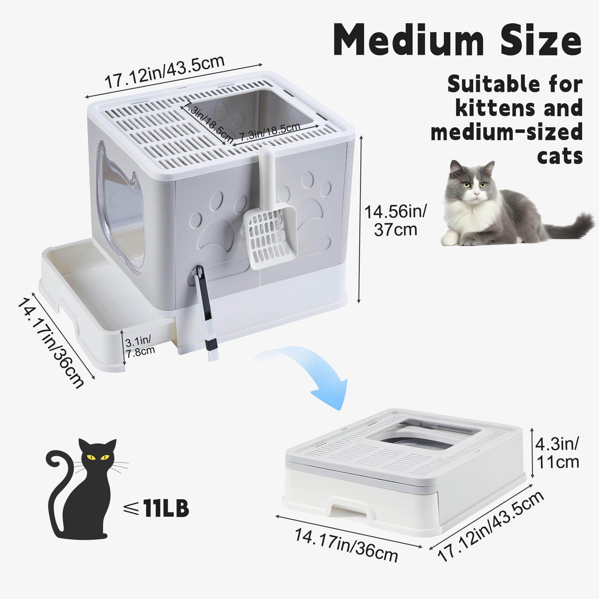 Gefryco litter box swing door demonstrates odor containment and privacy.