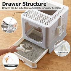 Gefryco cat litter box top sieve minimizes litter scattering on paws.