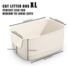 Gefryco litter box with high wall containing scatter and spills.