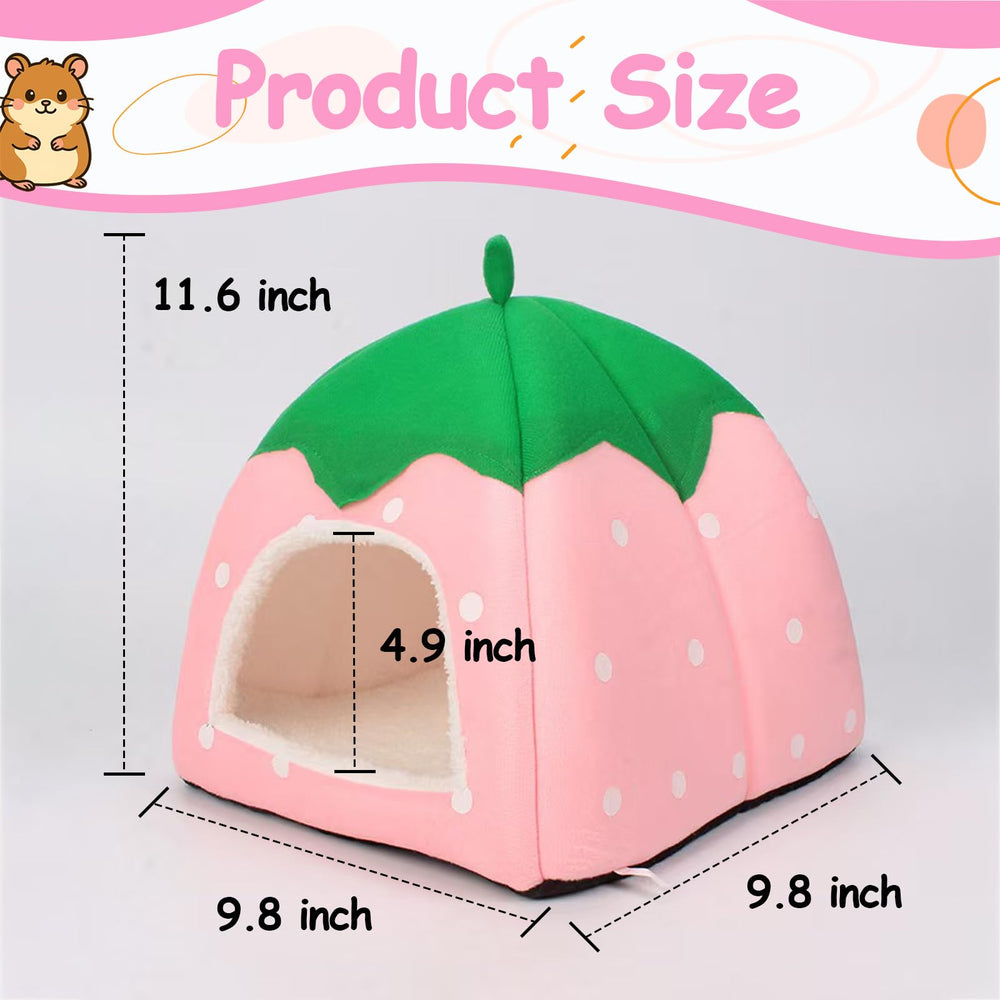GEGURI Cozy Strawberry Hut three modes reveals versatile use as nest, roof seat, or standalone mat.