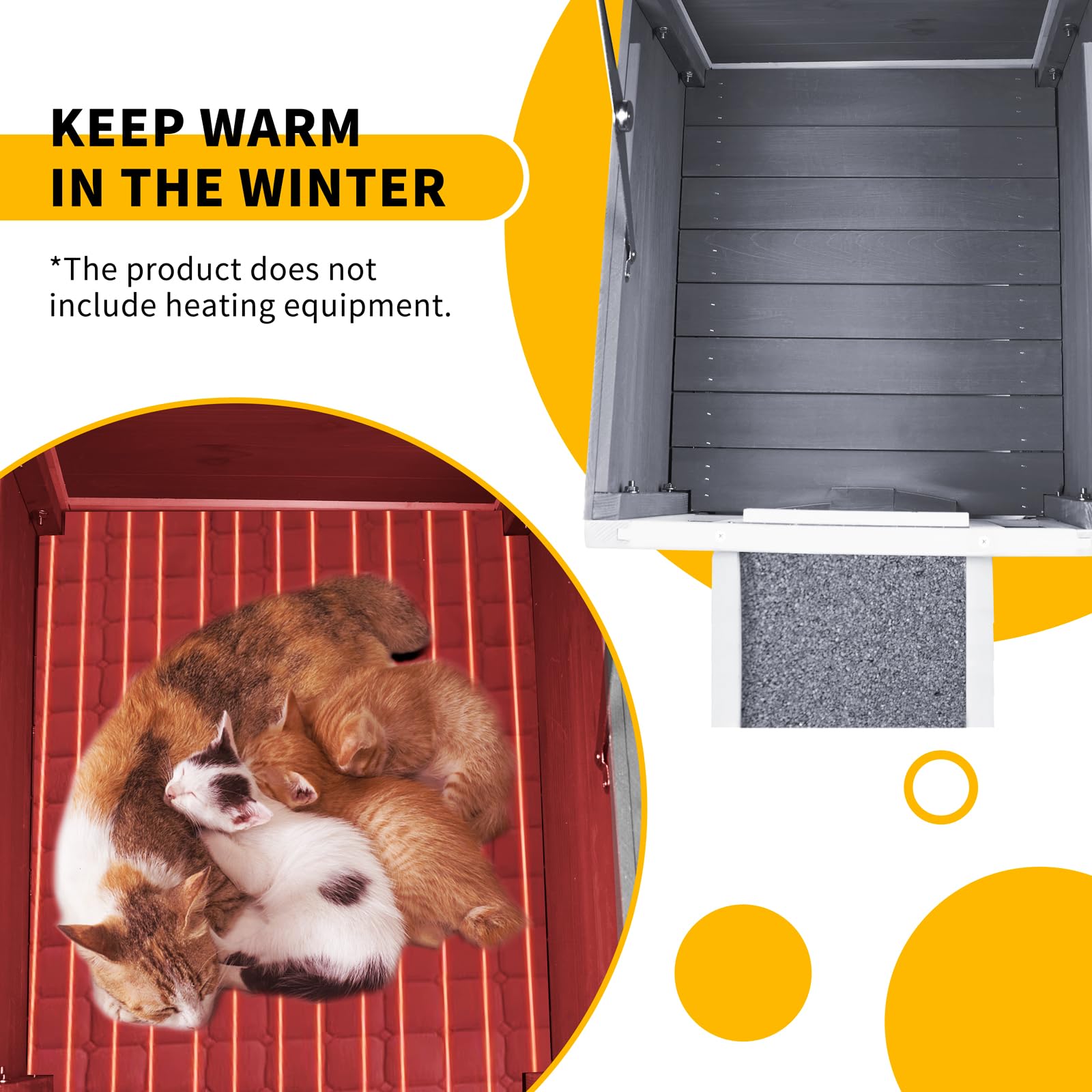 GEGURI Outdoor Cat House assembled in yard demonstrates quick setup and stable shelter.