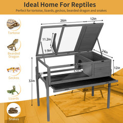 GEGURI Tortoise Habitat detachable-legs for tabletop or ground placement.