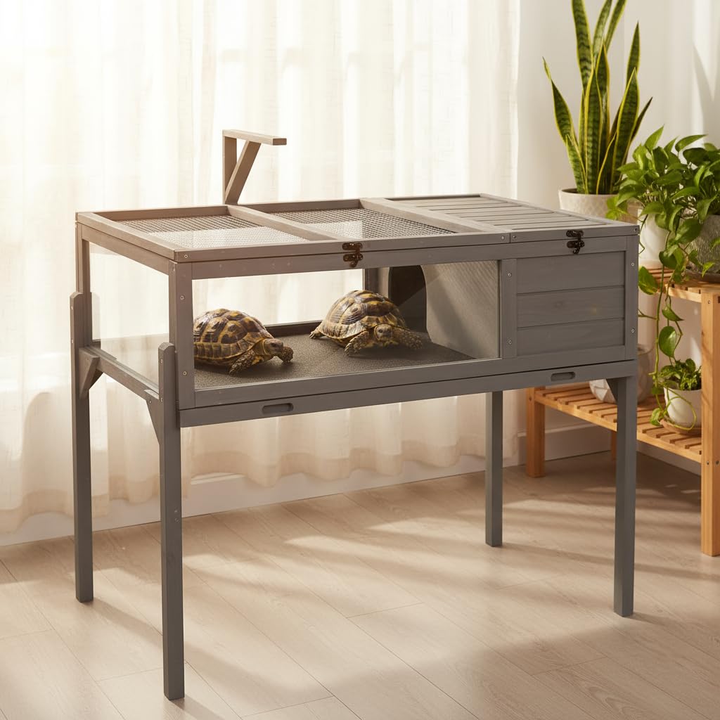 GEGURI Tortoise Habitat dimensions 38x24x32 inches for space planning.