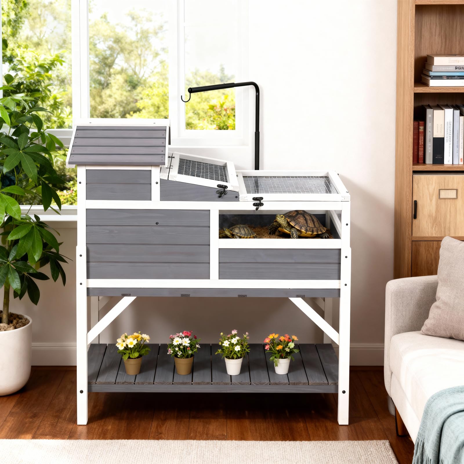 GEGURI tortoise habitat storage shelf keeps supplies organized