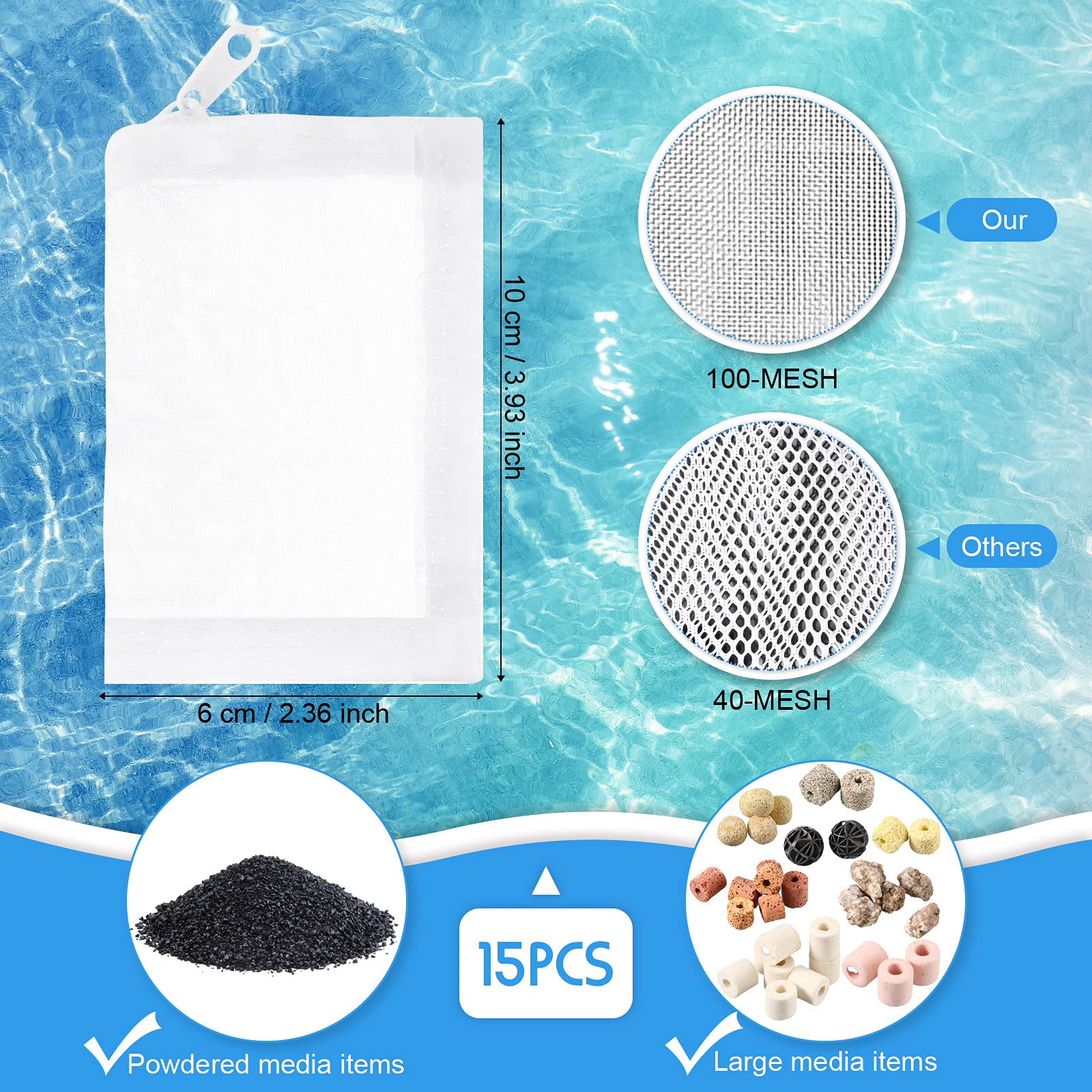 Geiserailie filter bags zipper open demonstrates easy material replacement and reduced spill risk.