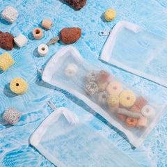Geiserailie nylon filter bags used with carbon resins.