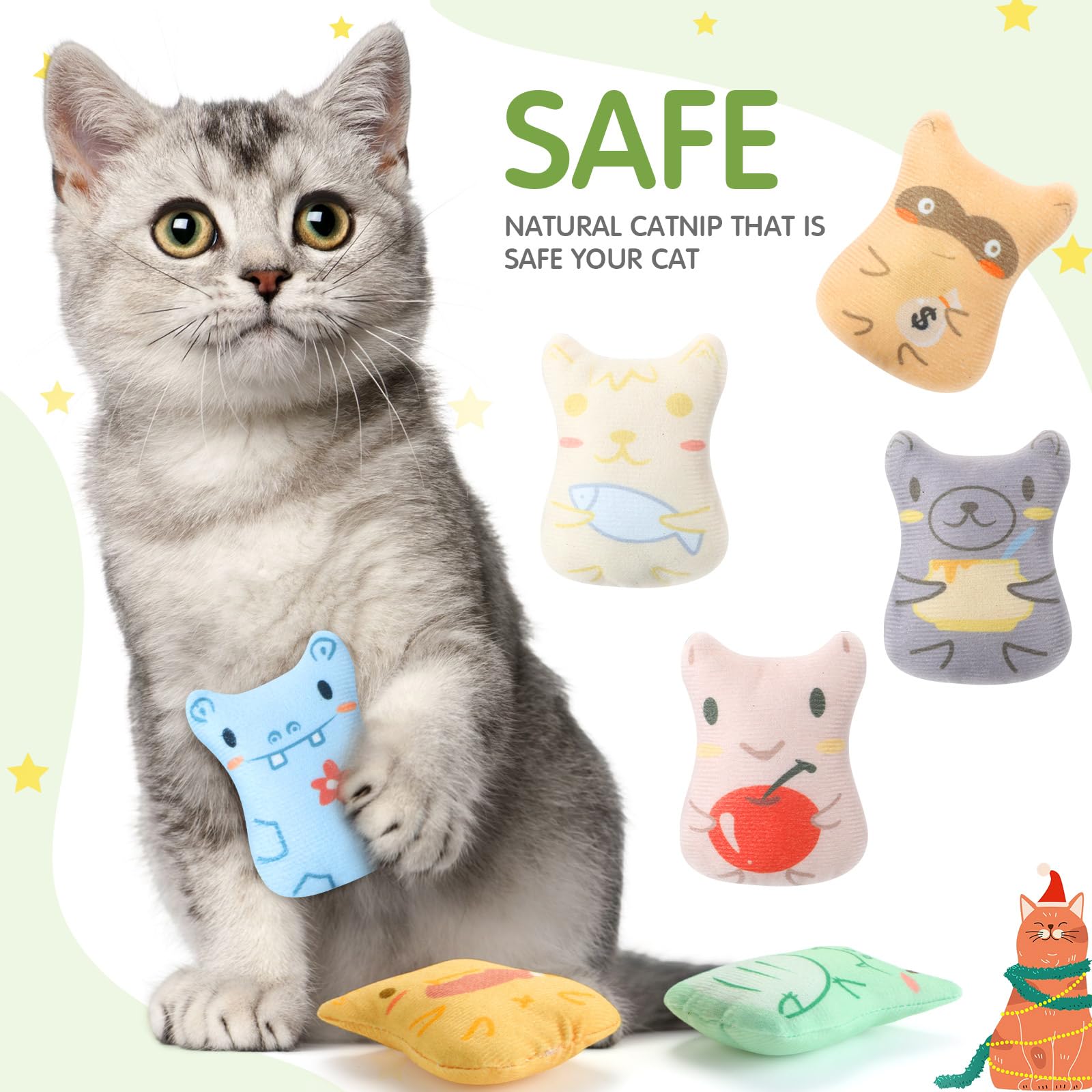 Gejoy 20-piece catnip toy pack with varied textures for cats.