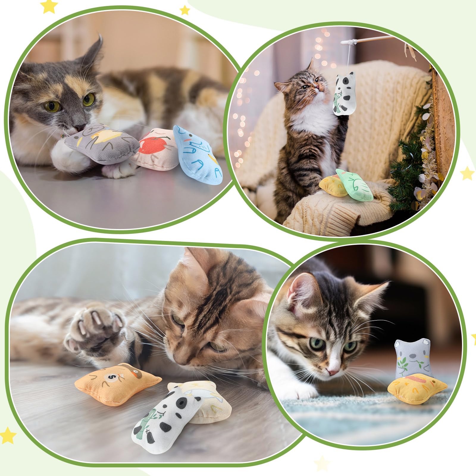 Gejoy scented catnip toy pack promoting active hunting instincts.